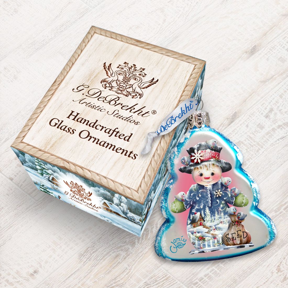 Adorno de vidrio de mercurio con forma de muñeco de nieve de Jamie Mills-Price - Decoración navideña de Papá Noel - 778206-7511