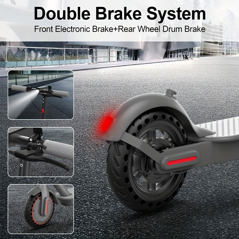 LADPED LP80 350W Foldable Electric Scooter for Adults & Teens, 8.5" Anti-skid Solid Tires, 19 Mile Range, 19MPH &3 Speed Modes, LCD Display, Puncture-Resistant, with Headlight & Taillight - Perfect for Commuting, Campus, And