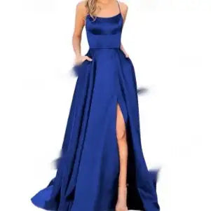 Solid Color Long Slimming And Shoulder Hollow Girlfriends Fashion Bridesmaid Party Dress - Lootquake