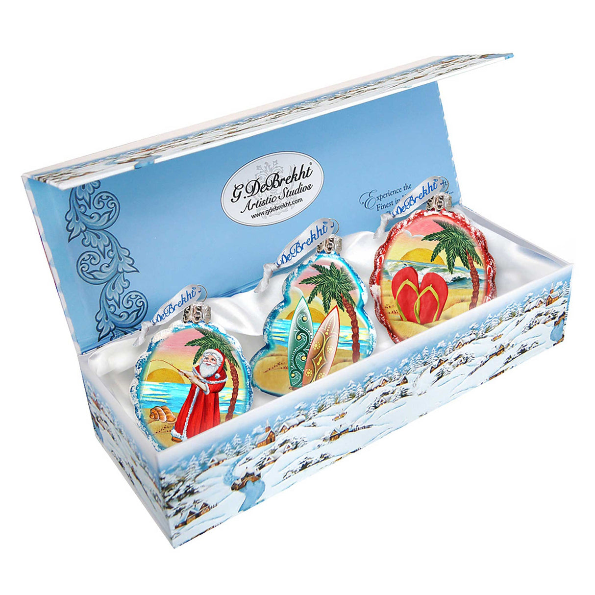 Adornos navideños de vidrio de mercurio (juego de 3) de G. DeBrekht - Decoración navideña costera - 770130S3