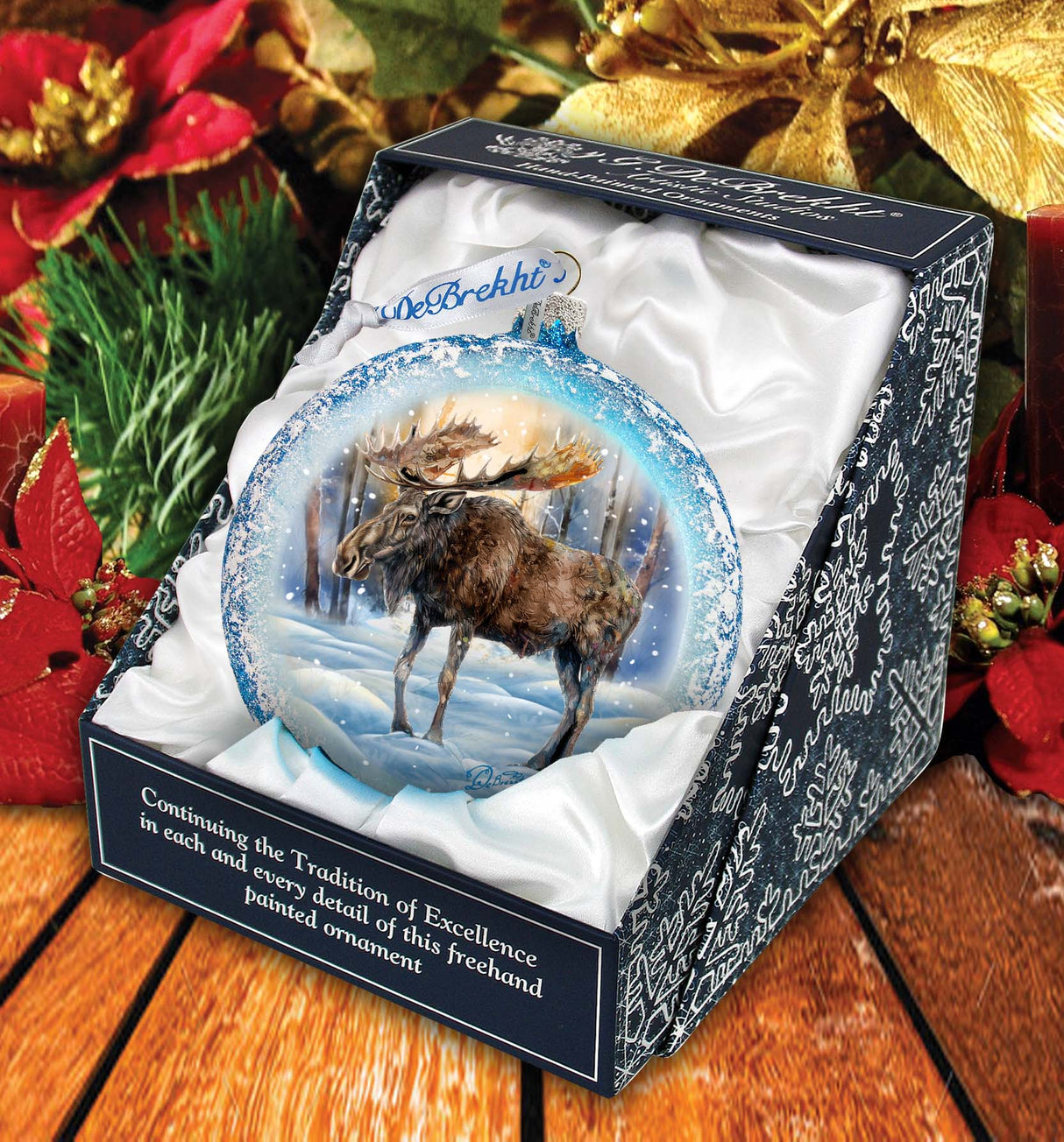In the Heart of the Forest - Moose Medallion Glass Ornament by G. Debrekht - Wildlife Holiday Decor - 73383