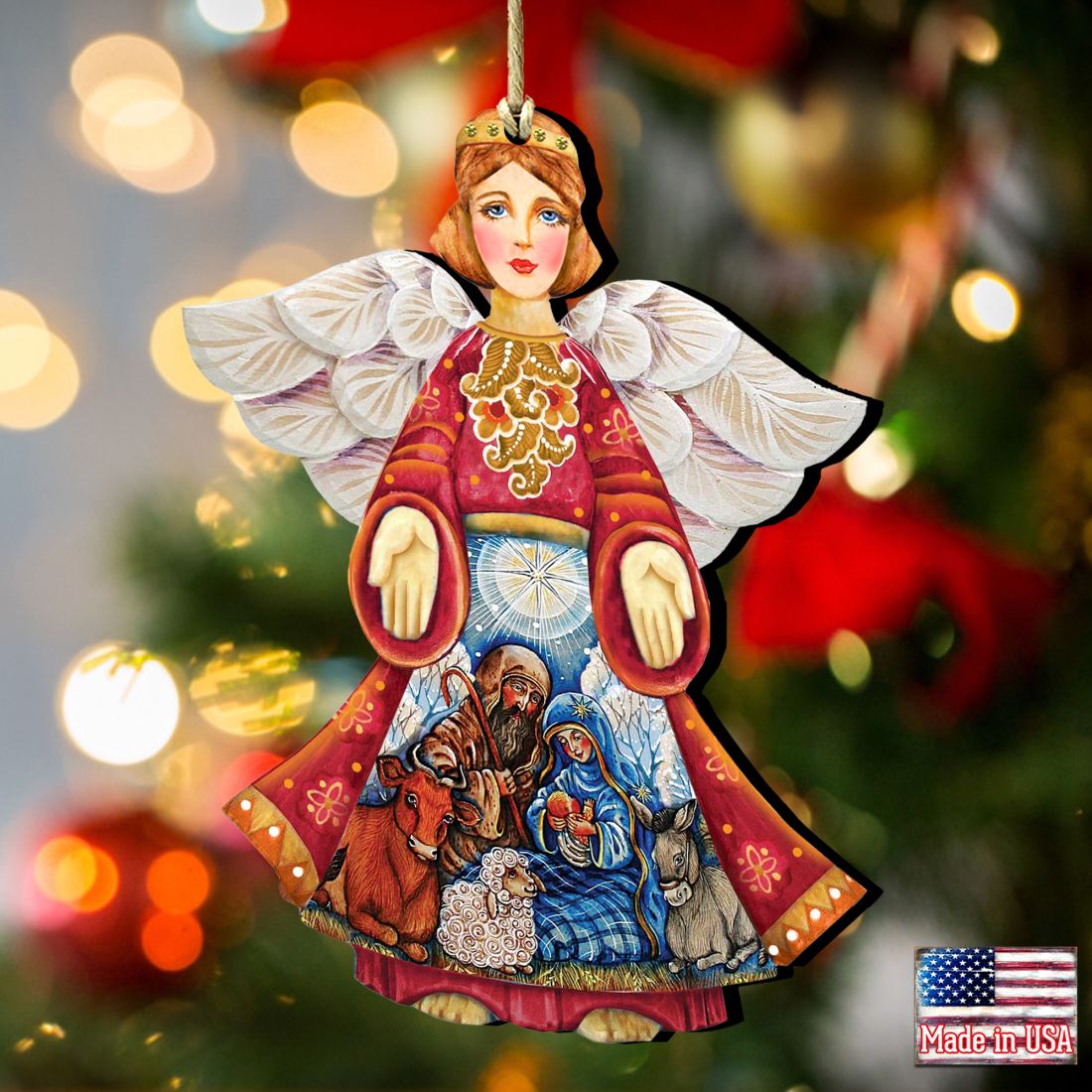 Nativity Christmas Angel Wooden Ornaments by G. DeBrekht - Nativity Holiday Decor - 8152722
