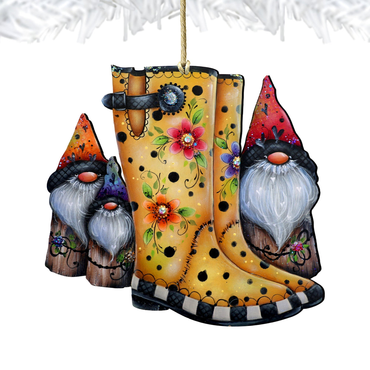 Hello Fall Boots Wooden Ornaments by Jamie Mills-Price Thanksgiving Decor - 8611062-2-MP