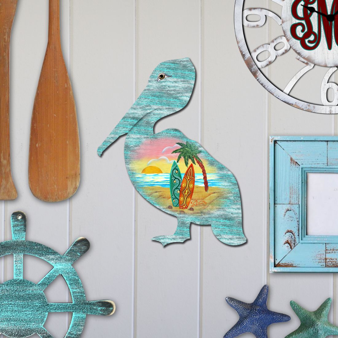 Pelican Decorative Coastal Door Decor by G. DeBrekht - Coastal Holiday Decor - 8198543H