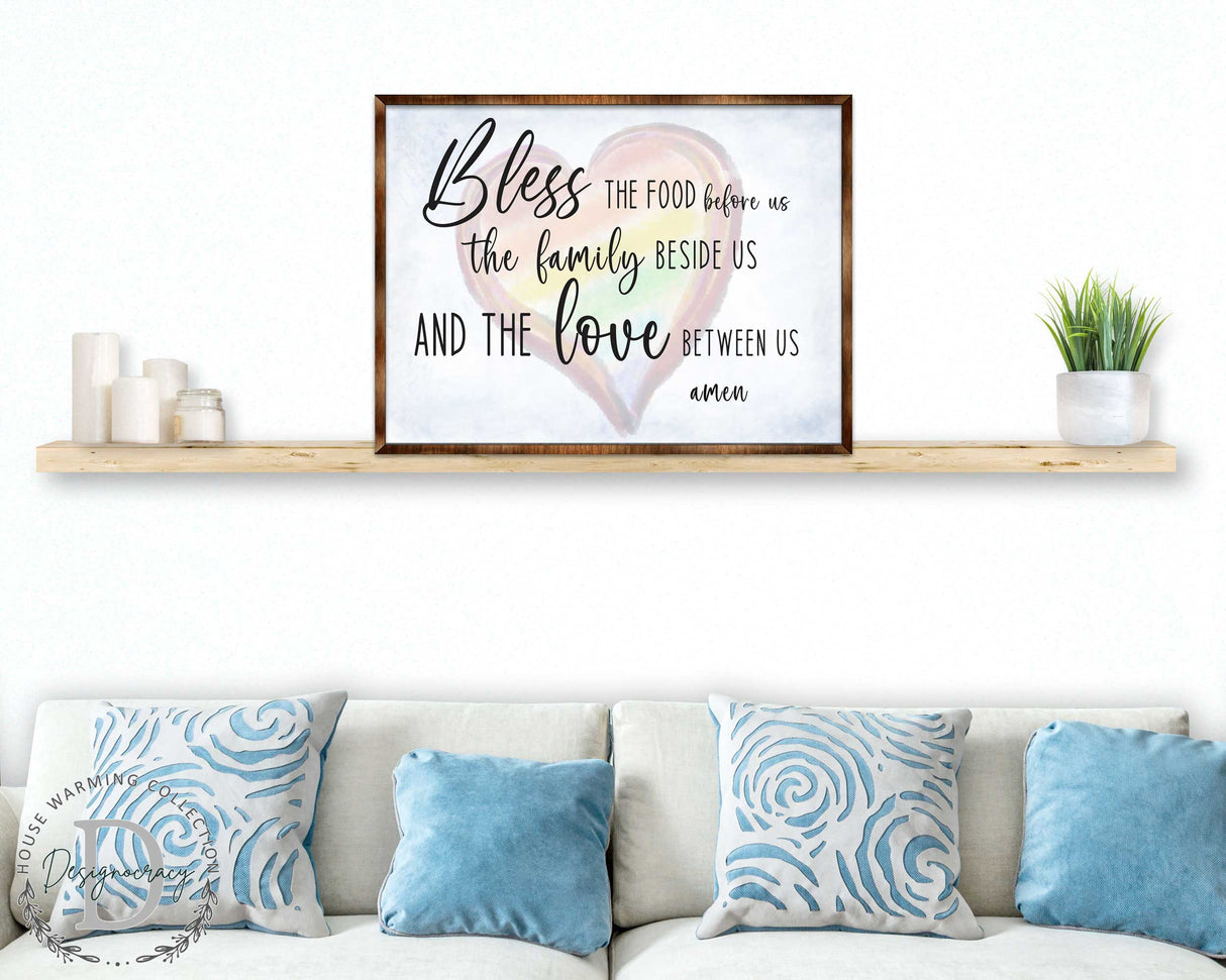 Bless the Food Before Us - Wooden Kitchen Blessing - Verse Wall Decor - Contemporary Decor - Script Wall Art - Meal Prayer Sign - 310333