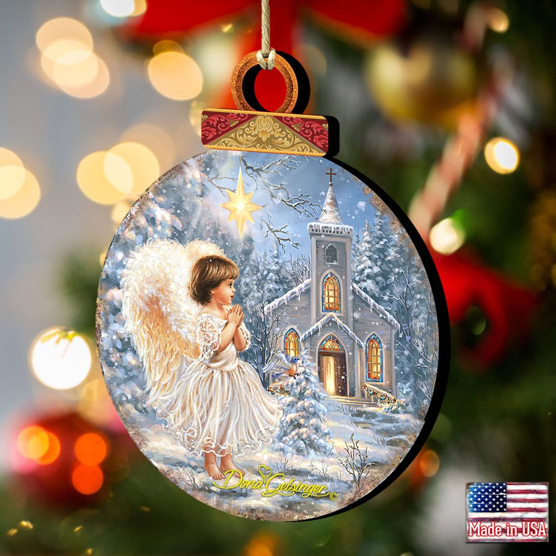 Adornos de madera de Ángel en la Capilla de Gelsinger - Decoración navideña para la Natividad - 8021121-1606