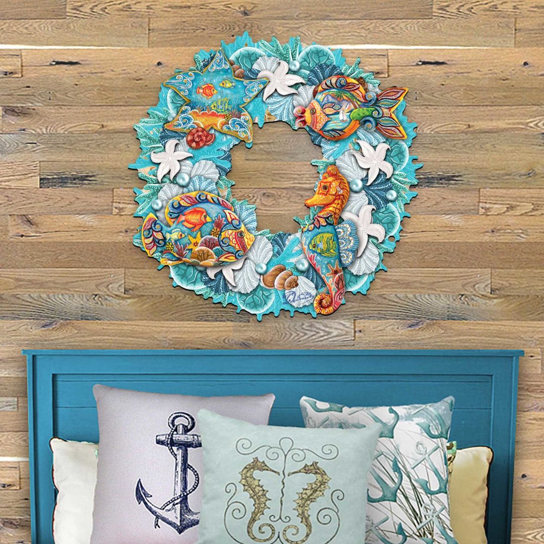 Coastal Sea Creatures Holiday Door Wreath by G. DeBrekht - Coastal Holiday Decor - 8185306-3H