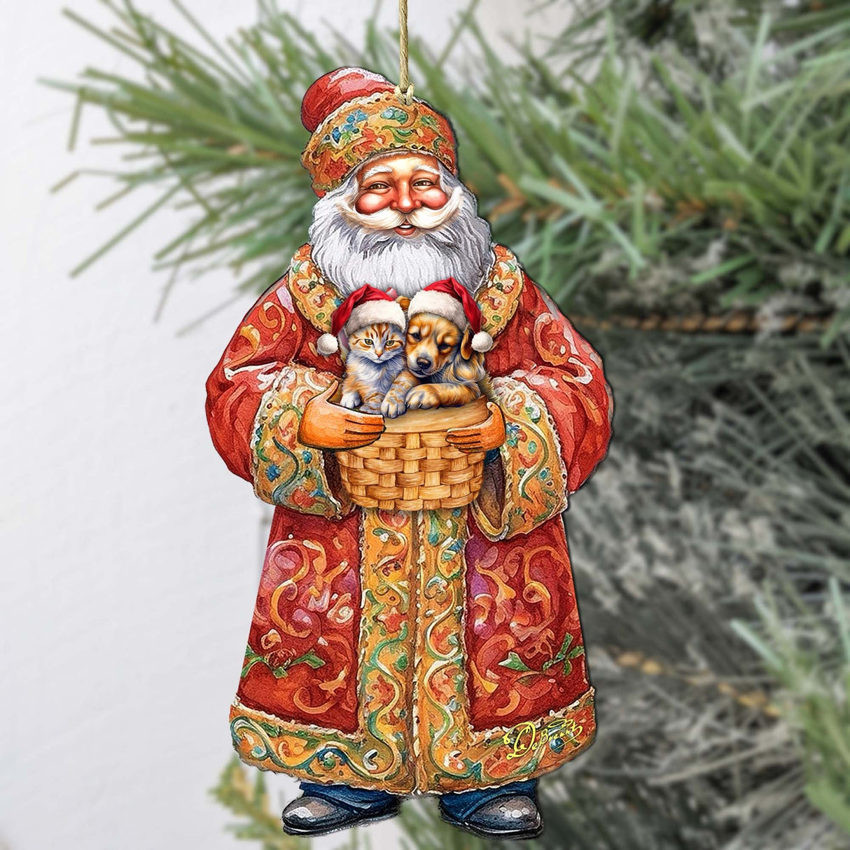 Mascotas navideñas con adornos de madera de Papá Noel de G. Debrekht - Decoración navideña de muñeco de nieve de Papá Noel - 8691406