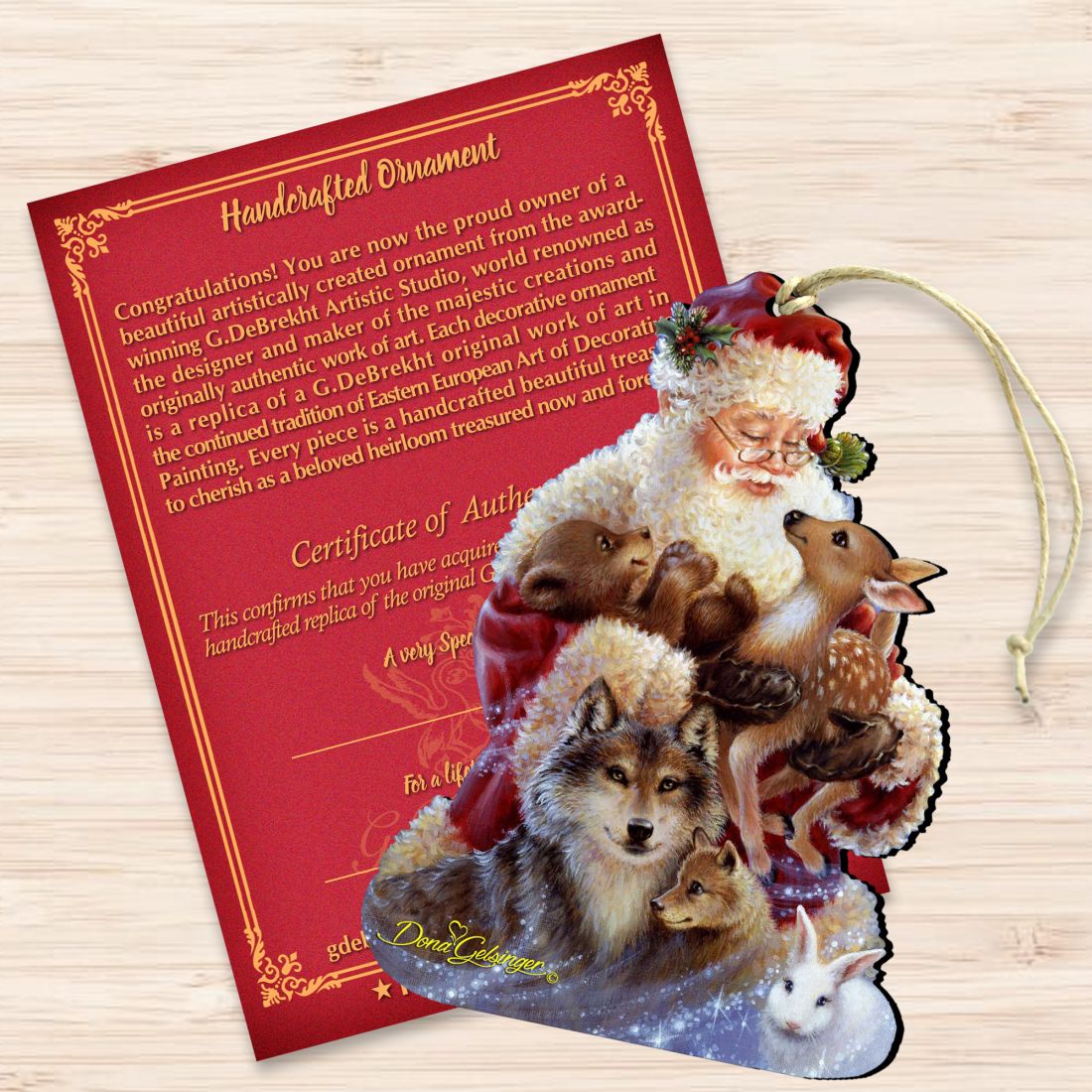 Adornos de madera de Santa Claus Little Friends de Gelsinger - Decoración navideña de muñeco de nieve de Santa Claus - 8161012-9914