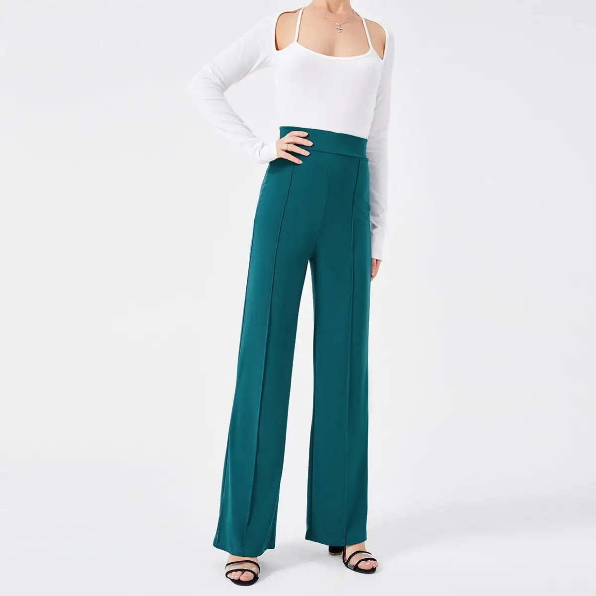 Solid Color Casual Pants Slim, High-waisted Bell Bottoms - Lootquake