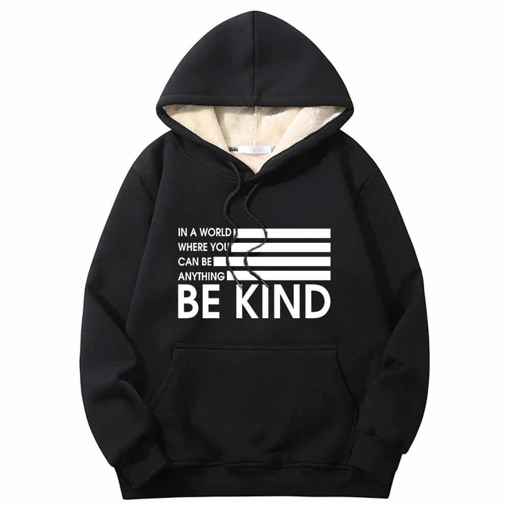 Sudadera con capucha y forro polar Sherpa con la bandera estadounidense "Be Kind"