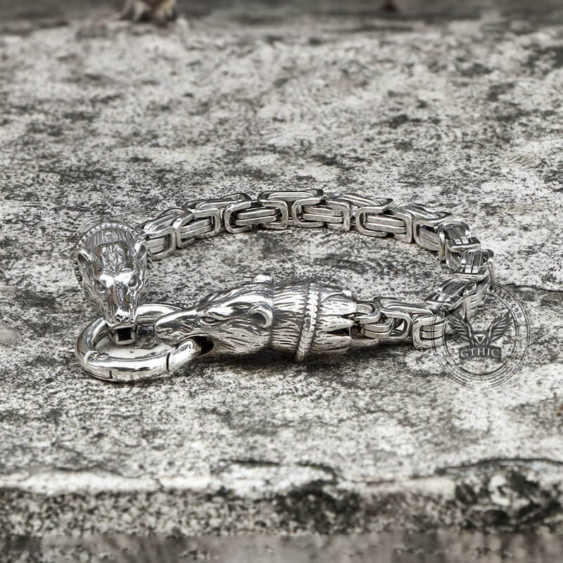 Pulsera de acero inoxidable con hebilla de cabeza de oso