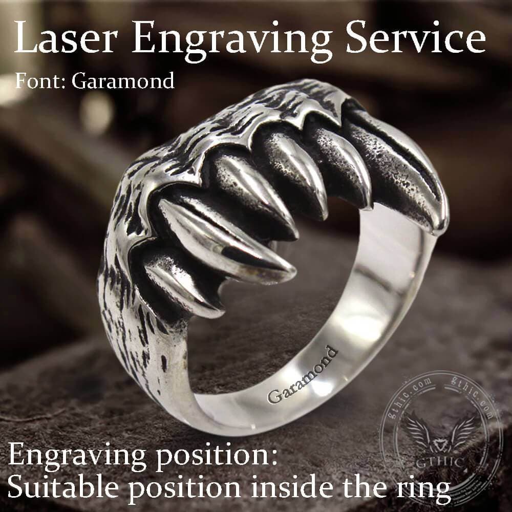 Anillo de acero inoxidable con dientes de vampiro