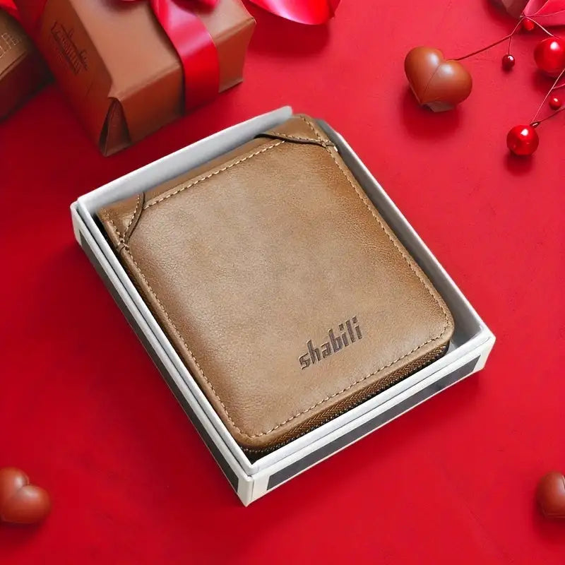 Fashionable Men's Wallet, Short Casual, Retro Zipper Youth European And American Fashion Wallet, Large Capacity, Super Practical - Lootquake