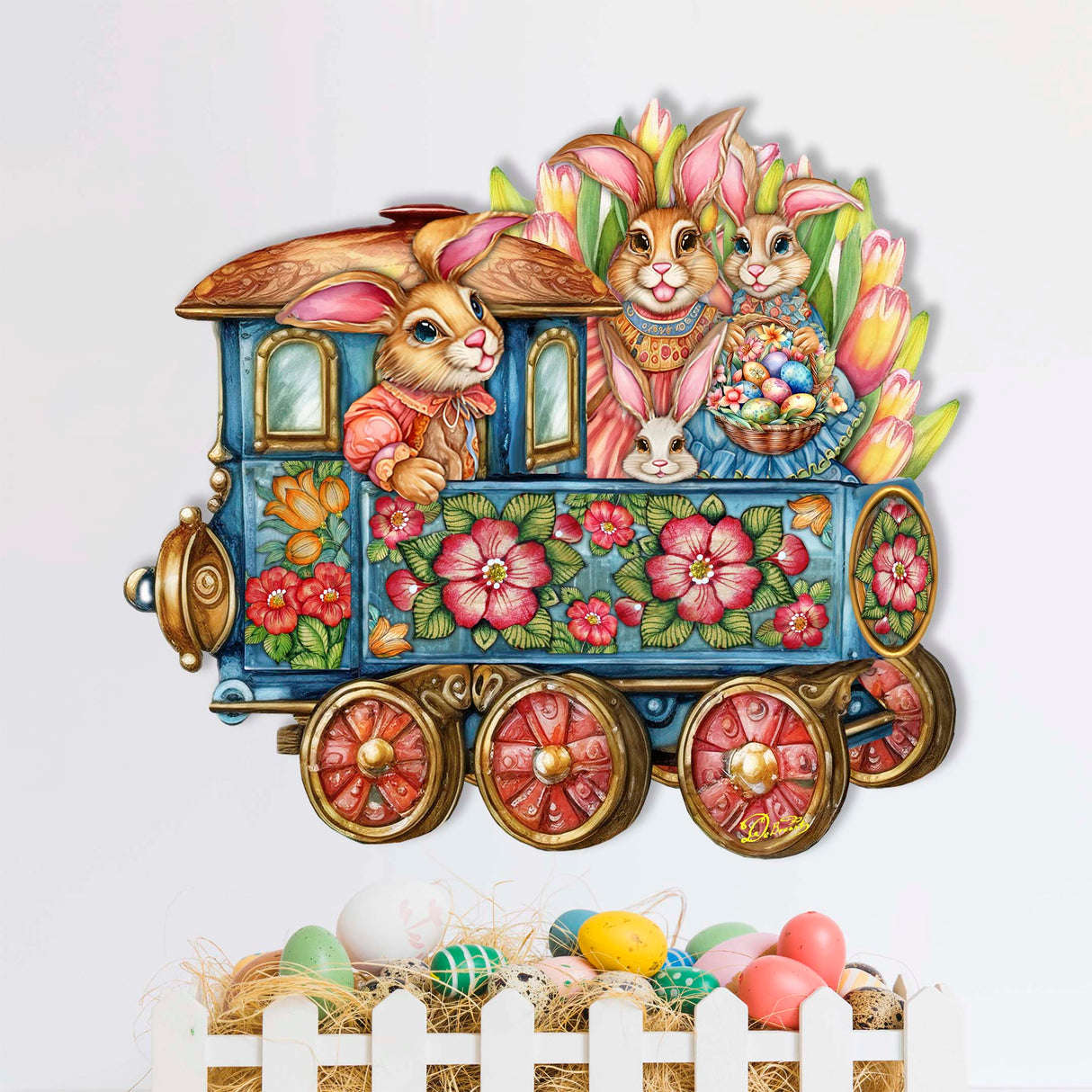 Easter Bunny Train Holiday Door Decor by G. Debrekht - Easter Spring Decor - 8652781H