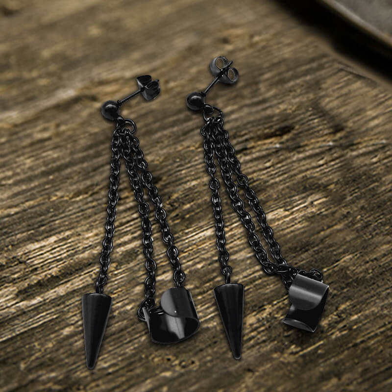 Pendientes punk de acero inoxidable con punzón negro