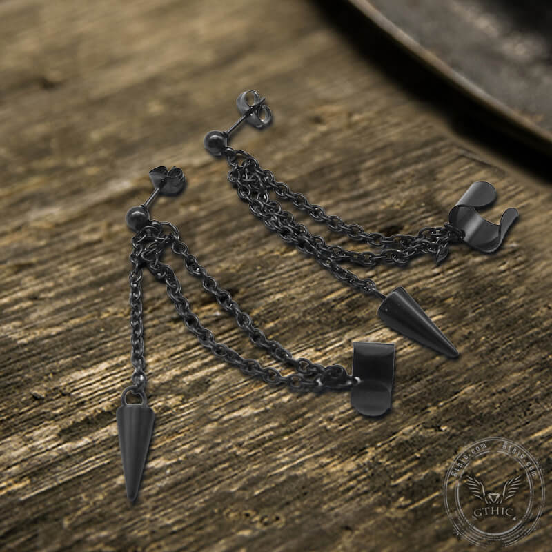 Pendientes punk de acero inoxidable con punzón negro