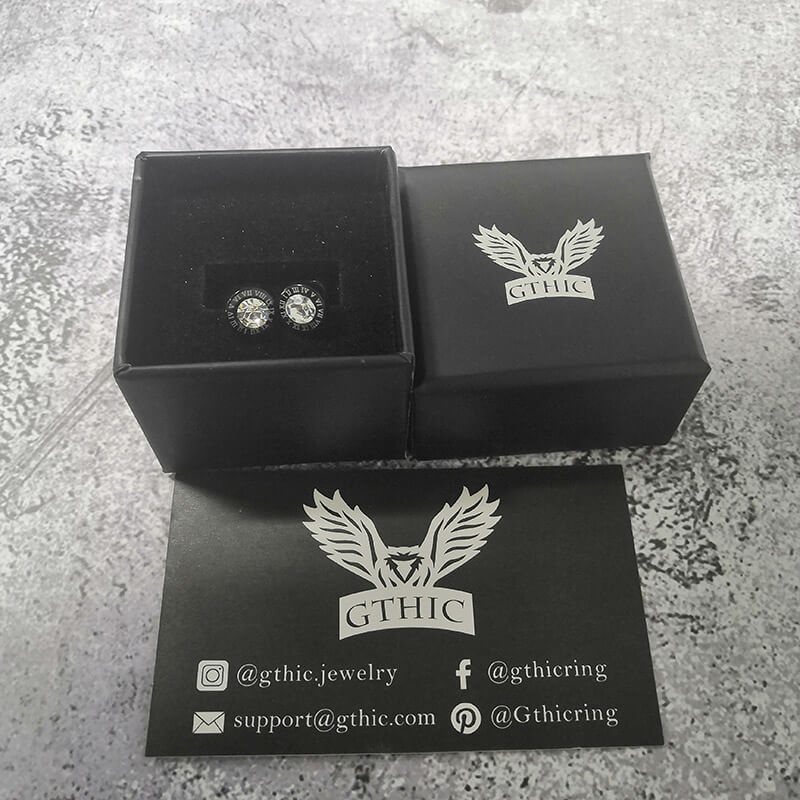 Pendientes punk de acero inoxidable con números romanos negros