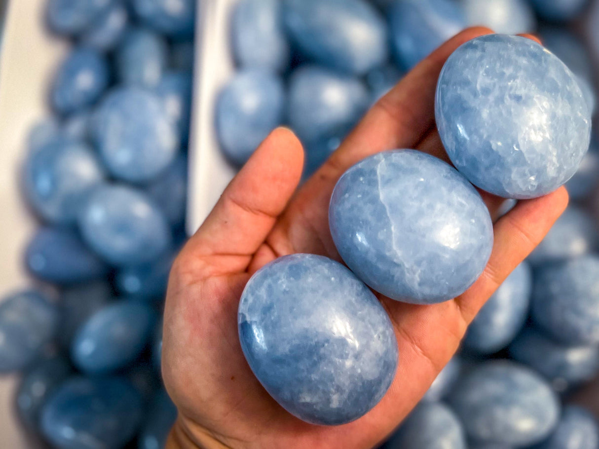 BLUE CALCITE Palm Stones