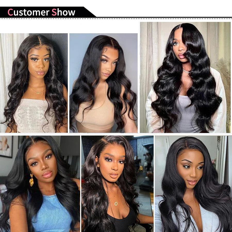Brazilian Body Wave Hair Bundles - 100% Natural Black Human Hair Extensions, 3 PCS for Effortless Glam