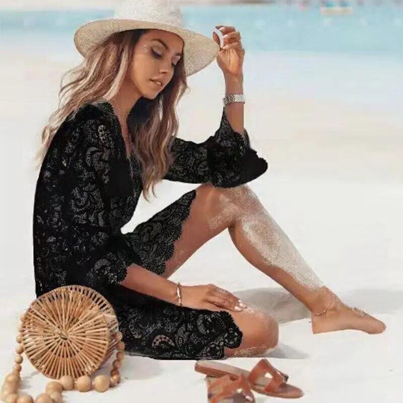 Boho Lace Maxi Beach Cover-Up Dress