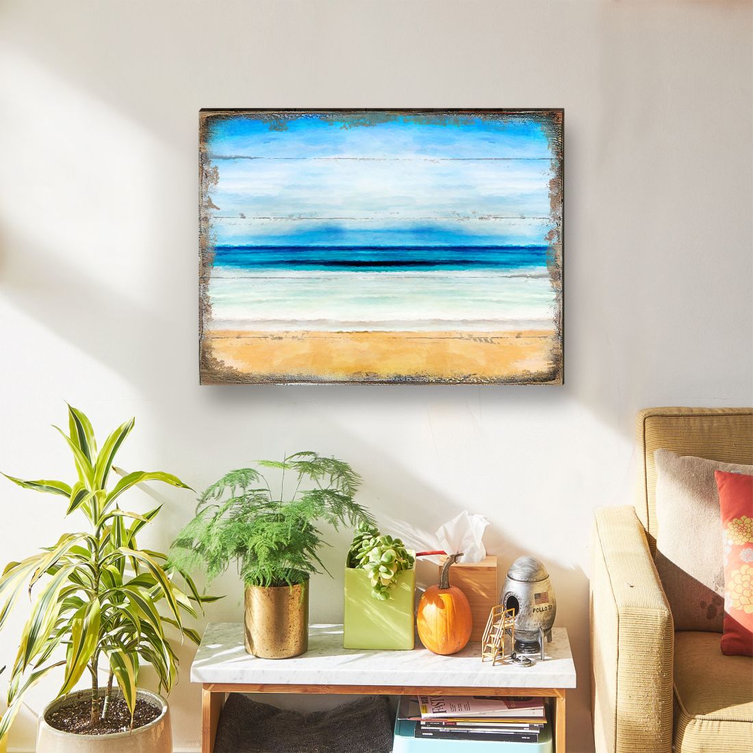 Arte mural costero de madera de la playa Spataro de Nature Wonders - Decoración costera con vida marina - 95226B