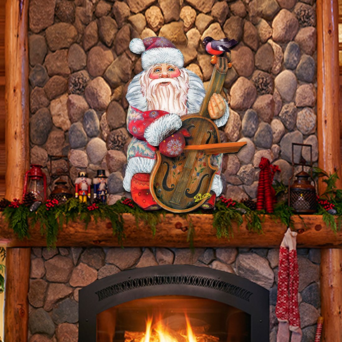 Decoración navideña para puerta con Papá Noel y violín de G. DeBrekht - Decoración navideña con muñeco de nieve y Papá Noel - 8116210H