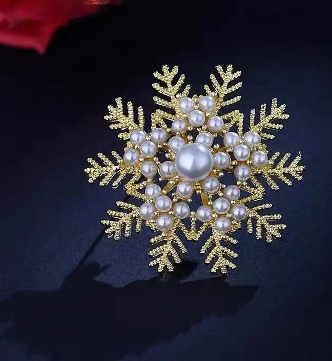 2pc New Exquisite And Elegant Pearl Snowflake Brooch - Lootquake