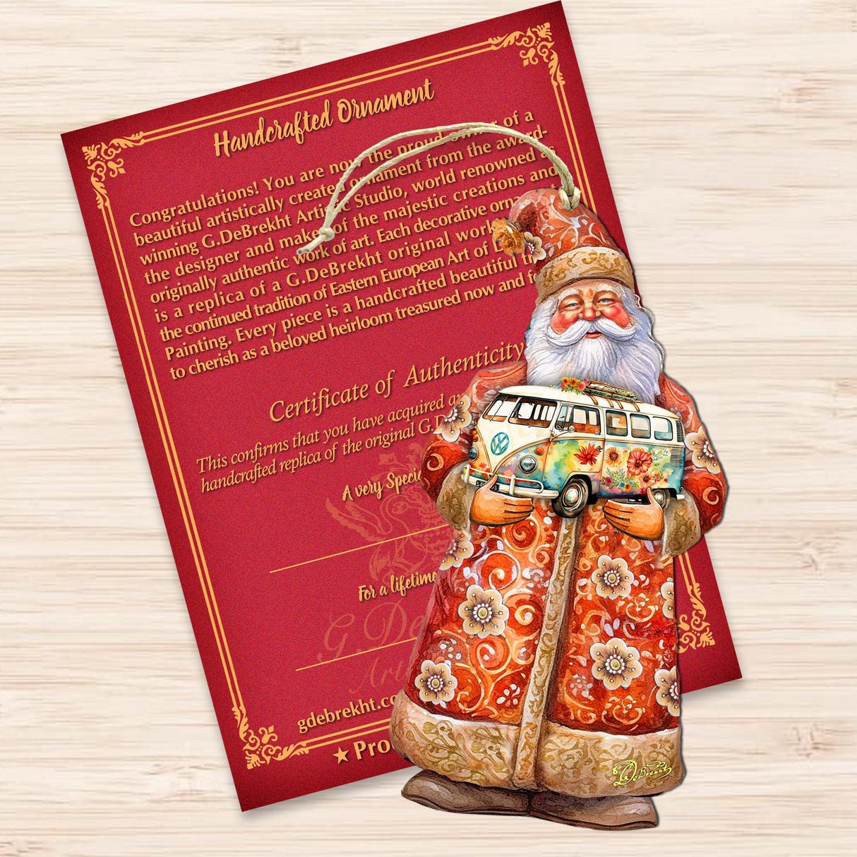 Adornos de madera de Papá Noel con furgoneta de G. Debrekht - Decoración navideña de Papá Noel y muñeco de nieve - 8691407