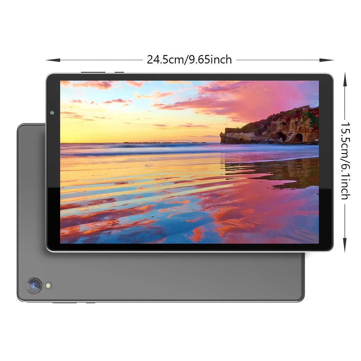 Tablette Android 12 10 pouces : processeur quad-core, 32 Go de stockage ROM (extensible jusqu'à 1 To), 2 Go de RAM, écran IPS HD 1280 x 800, appareil photo 2 MP + 2 MP, batterie 6 000 mAh, double caméra HD, Wi-Fi 6