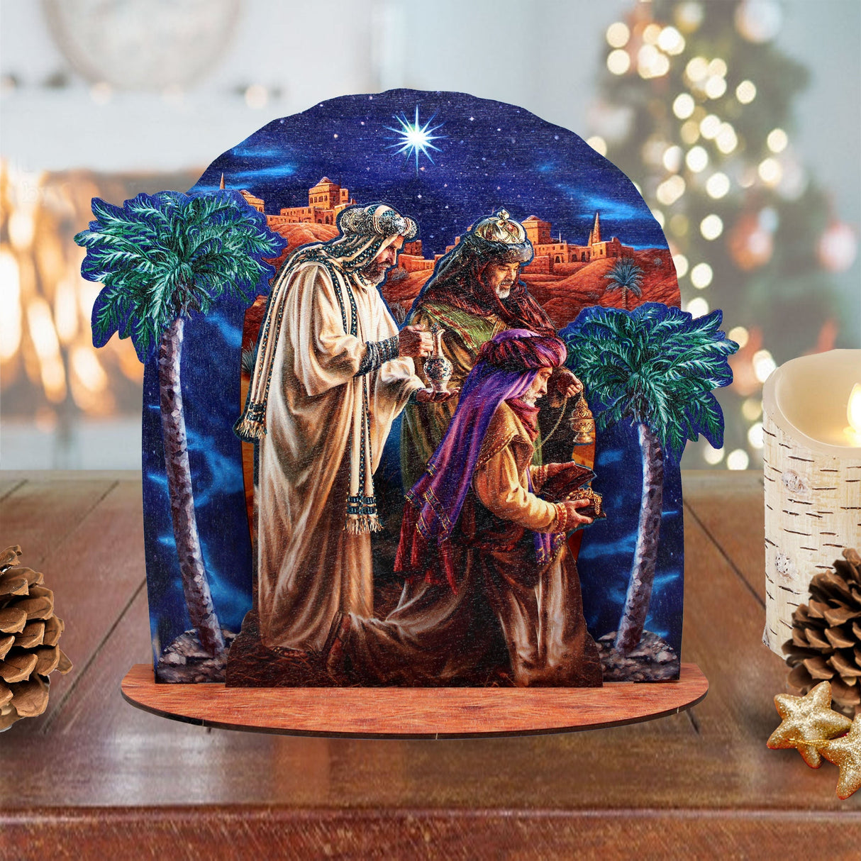 Three Kings Decorative Village Set Art by D. Gelsinger - Nativity Holiday Decor - 852765