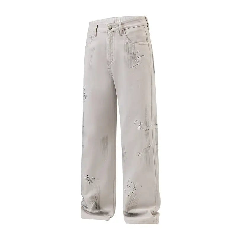 American Street Hip Hop Tie-dyed Washed Jeans Men - Lootquake