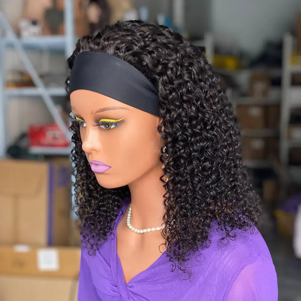 200 Curly Headbandwig Human Hair Wigs - Lootquake