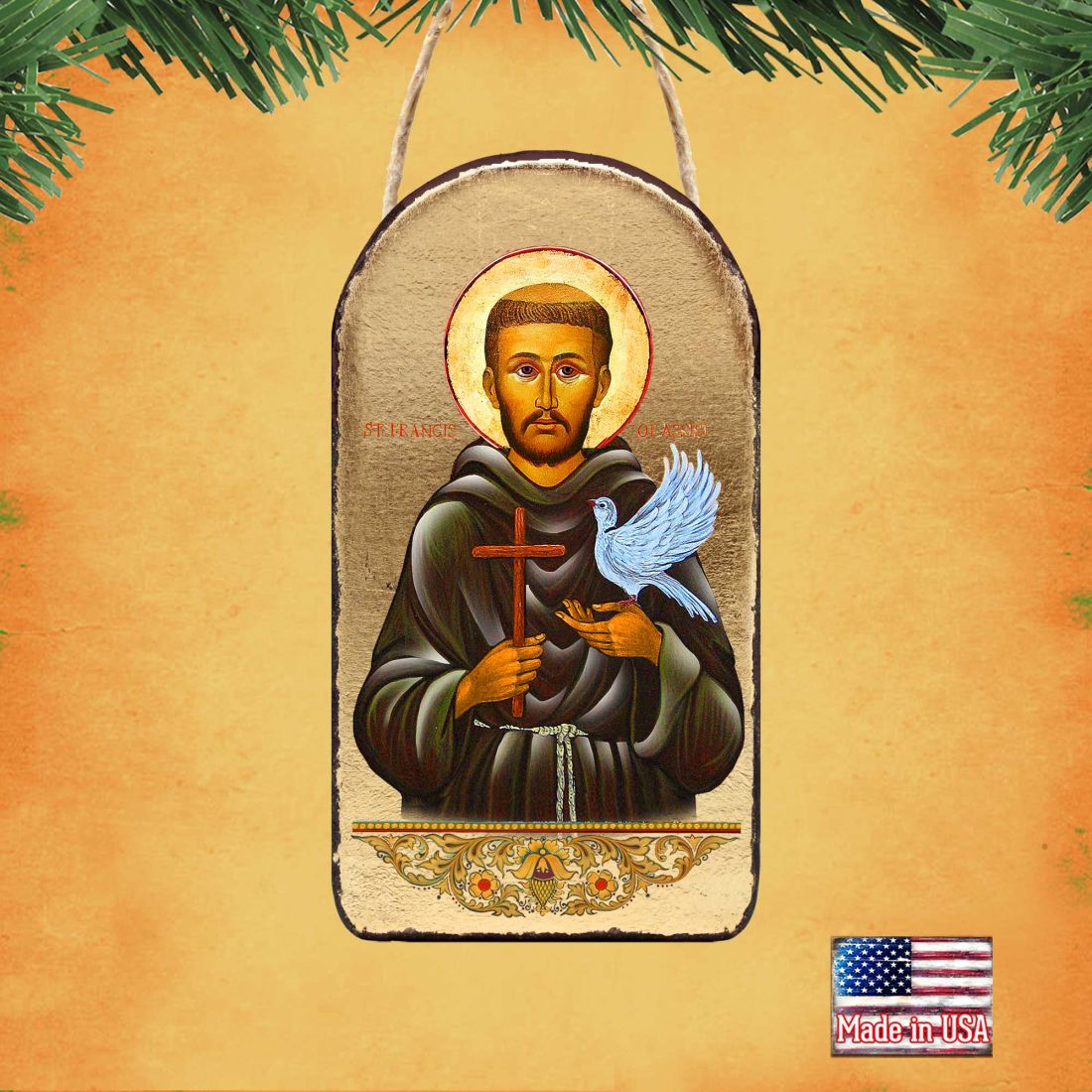 Adorno religioso cristiano de San Francisco - Icono sagrado - Decoración inspiradora - 87024