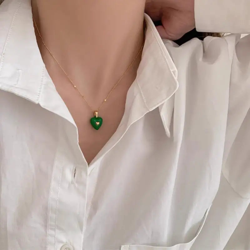 Colored Loving Heart Sweet Cool Necklace Light Luxury Minority Fashion - Lootquake