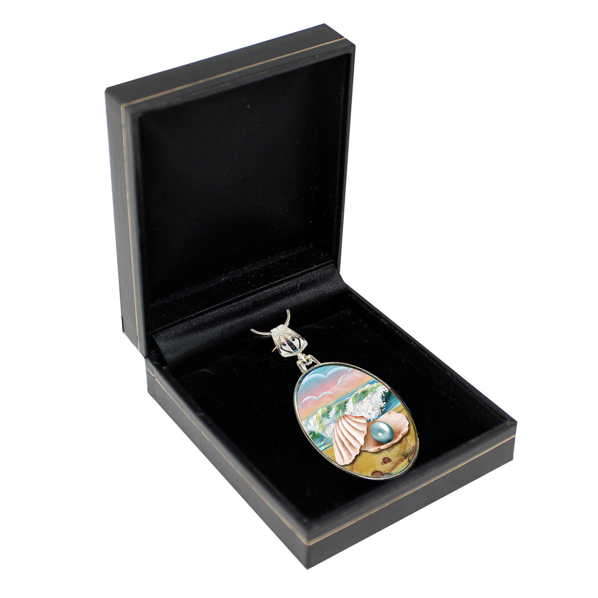 Sea Shell Pearl Silver-Plated Mother of Pearl Jewelry Pendant Necklace - 44054