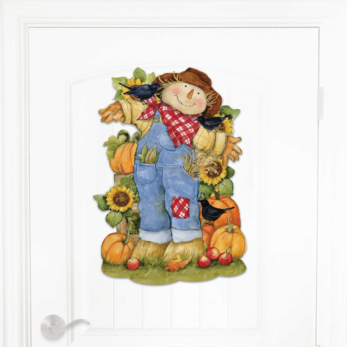 Decoración otoñal para puerta de entrada: Letrero de espantapájaros de la cosecha - Cornucopia - Regalo rústico hecho a mano, adorno otoñal de Susan Winget - 8471211H-SW