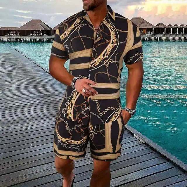 Fashion 3D Digital Printing Hawaiian Vacation Shirt Shorts - Lootquake