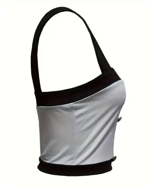 Women's Square Neck Sleeveless Color Blocked Versatile Slim Fit Vest - Lootquake