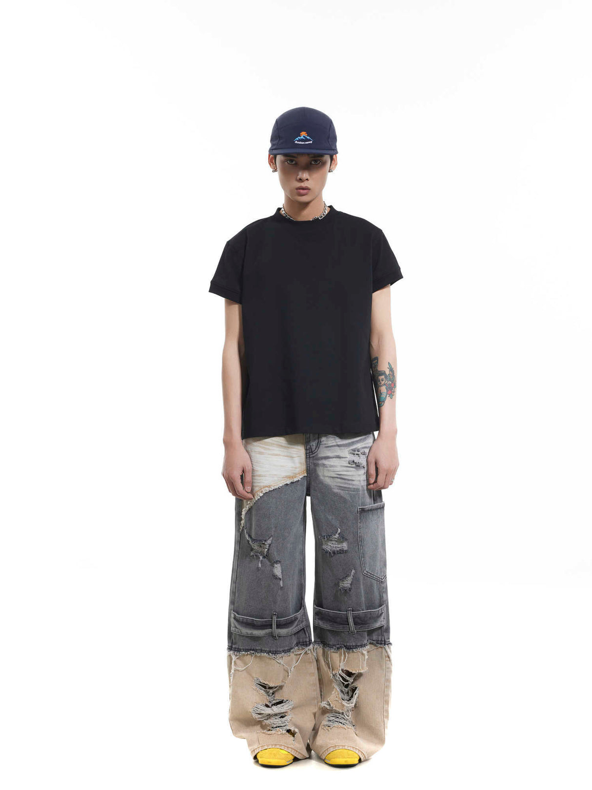 Niche Heavy Industry Washed Damaged Stitching Skinny Jeans - Lootquake