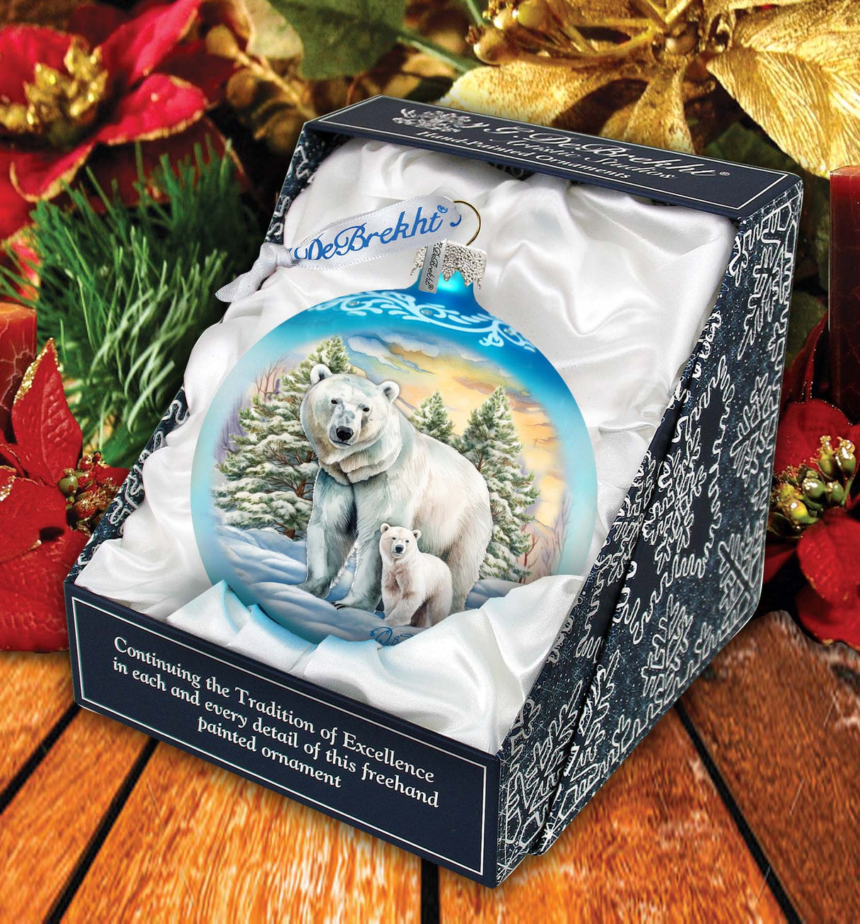 Adorno de cristal con forma de oso polar y cachorro de G. Debrekht - Decoración navideña con animales salvajes - 73386