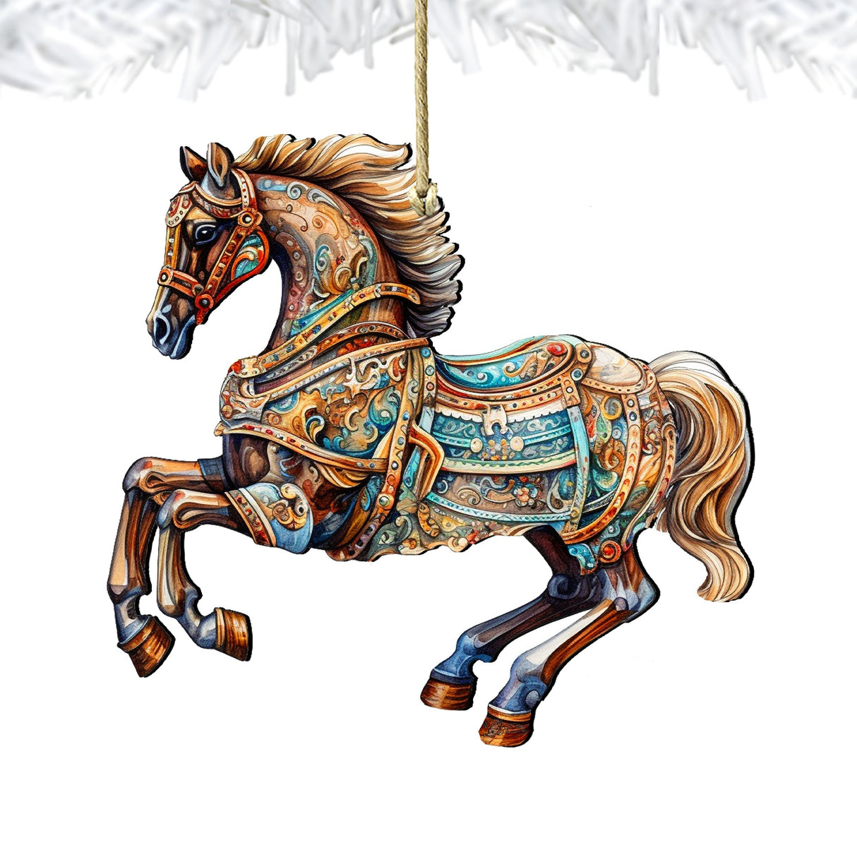 Carousel Horse Wooden Ornaments by G. Debrekht - Christmas Decor - 8100193-1