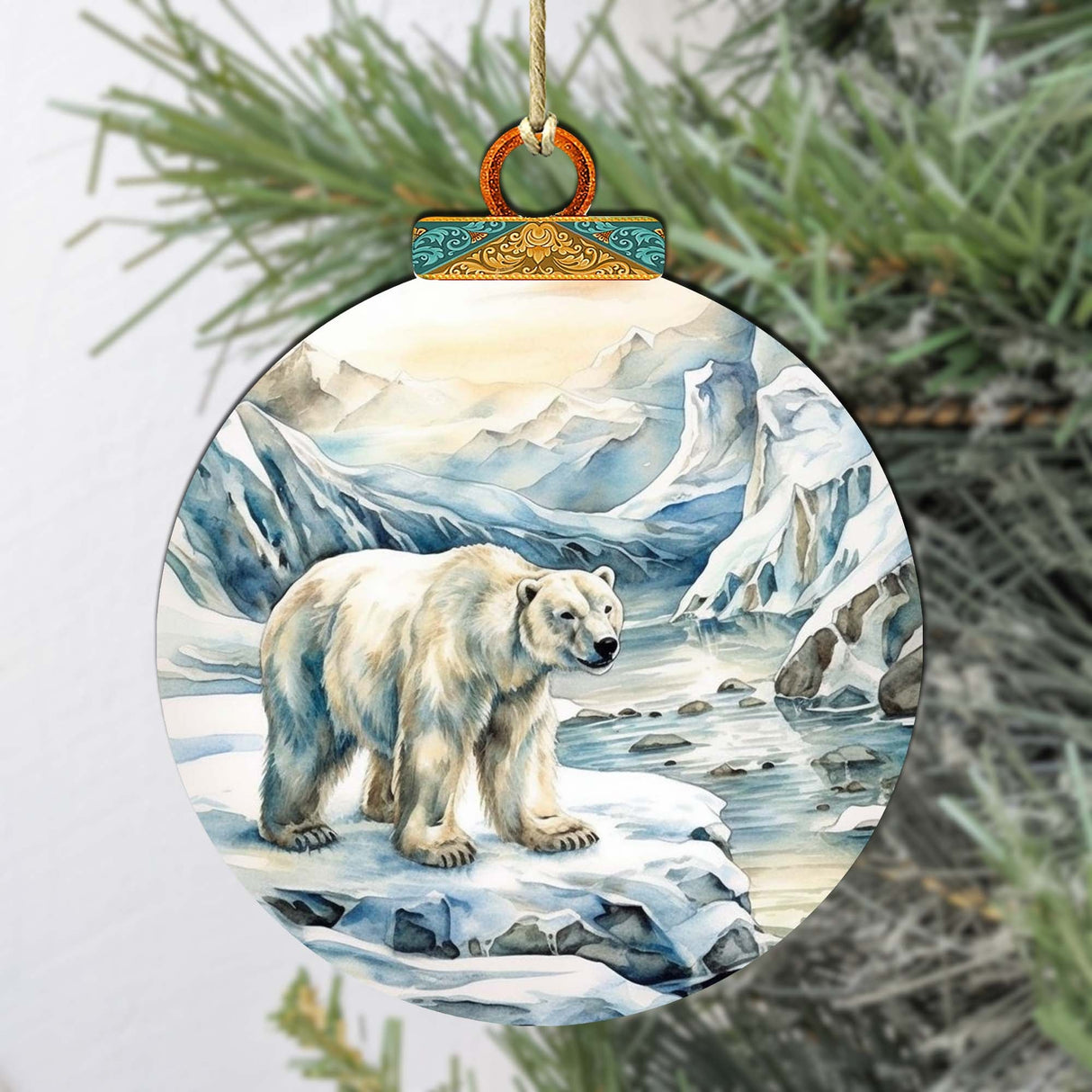 Adornos de madera de oso polar con cachorro de G.Debrekht - Decoración navideña con temática de vida silvestre - 870048