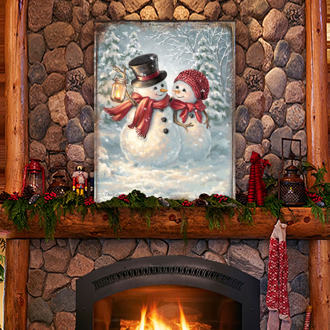 Snow Much in Love Art Wooden Wall Art by D. Gelsinger - Christmas Santa Snowman Decor - 95603B-1708