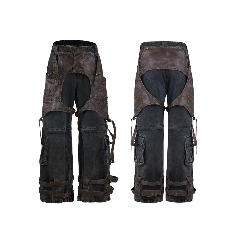 Retro Deconstructed Jeans Men's Detachable Stitching - Lootquake