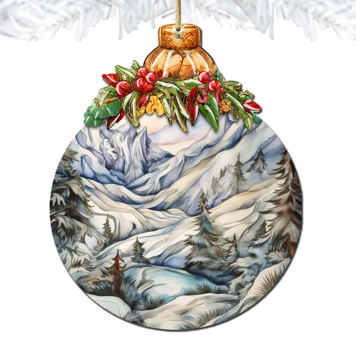 Beauty in Alaska's Snowy Peaks Wooden Ornaments by G.Debrekht - Wildlife Holiday Decor - 870036