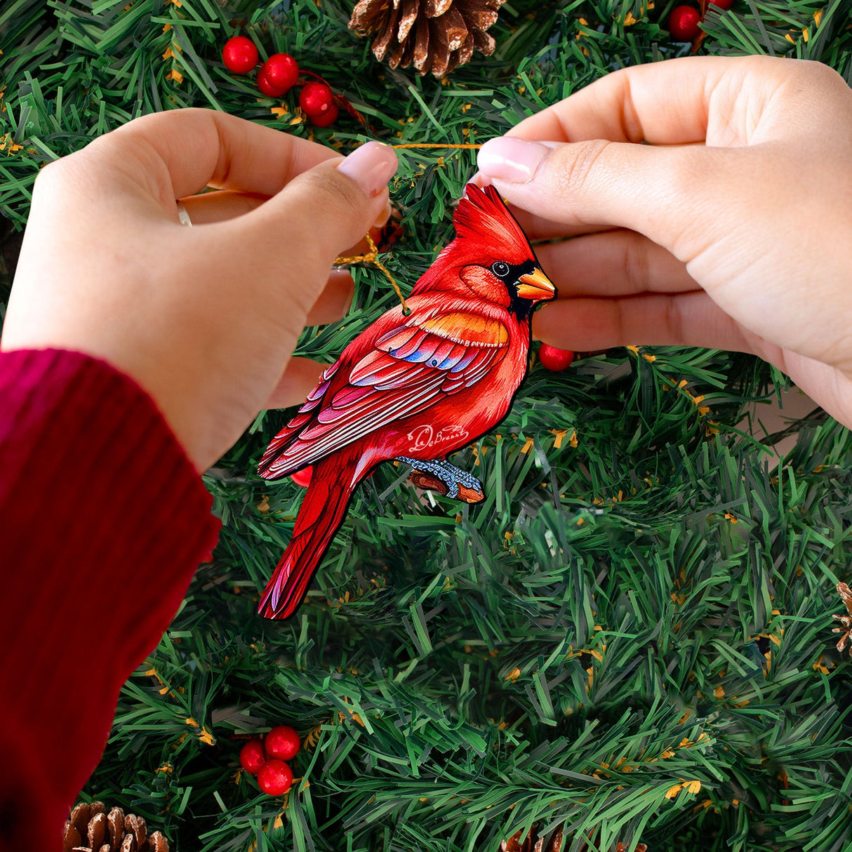 Forest Birds Decorative Wooden Ornaments Set of 3 by G. Debrekht - Nature Wildlife Decor - 8091005-S3