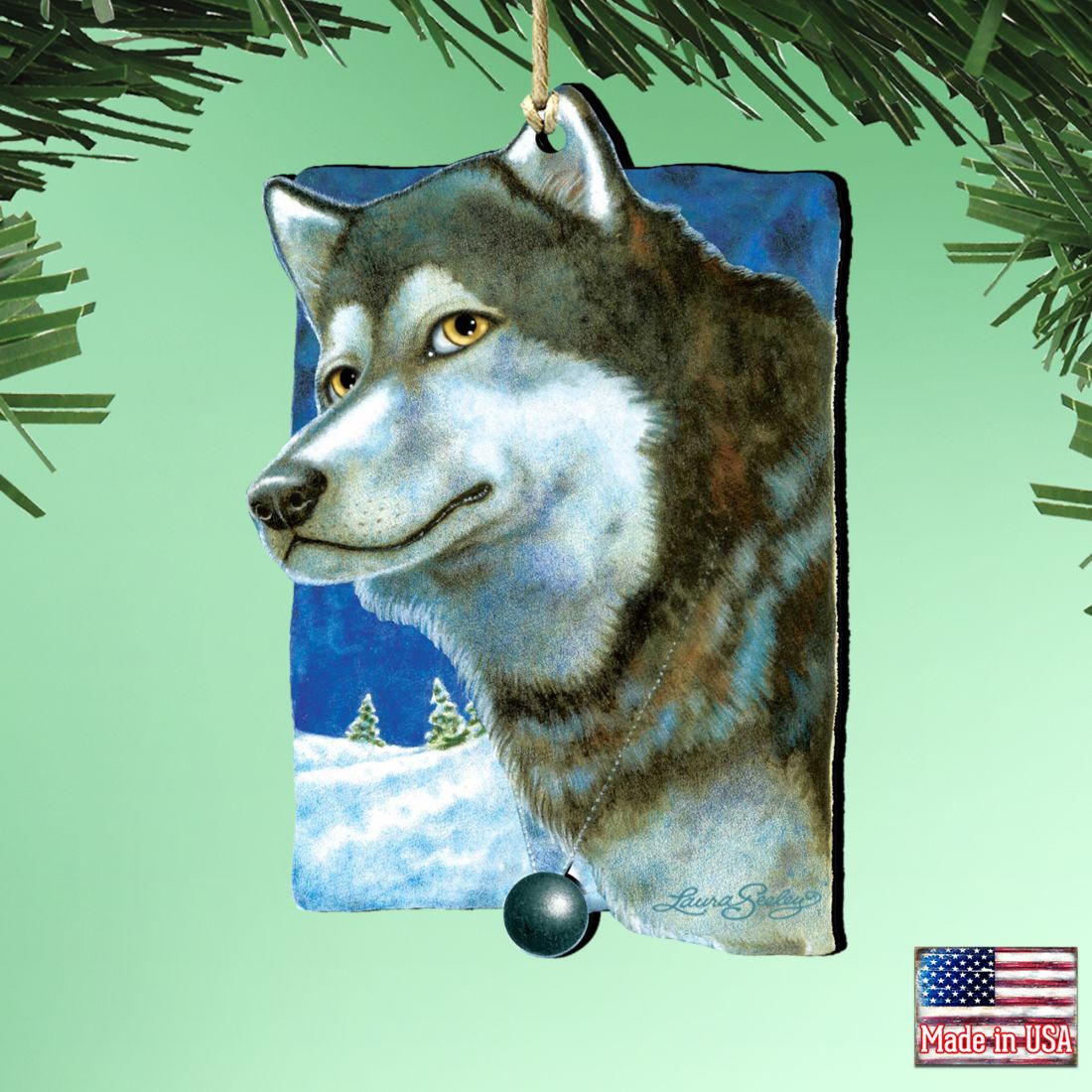 Adornos de madera con huellas de nieve para mascotas de Laura Seeley - Decoración para perros y gatos - 8511014-LS