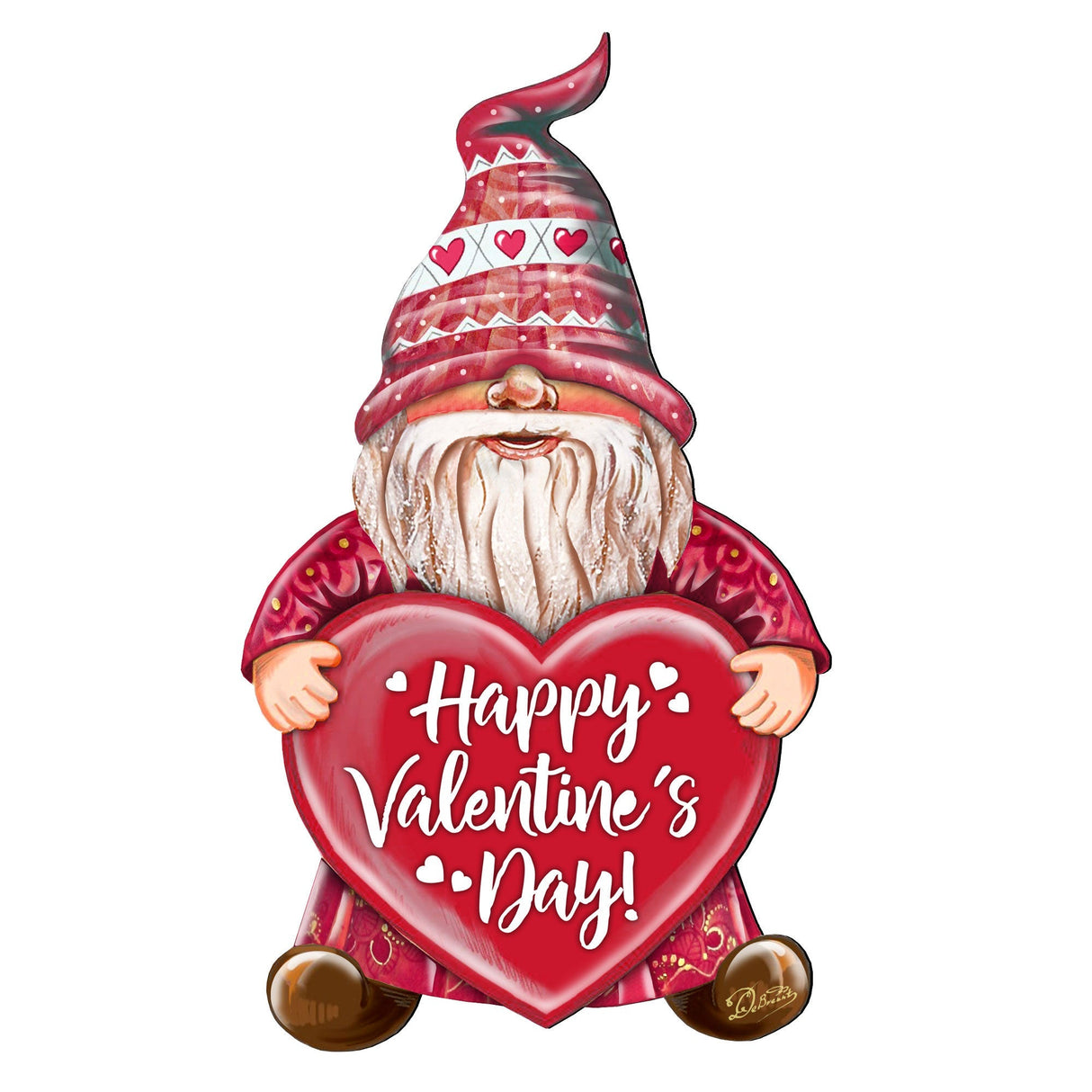 Happy Valentines Gnome Wooden Door Hanger Wall Art by G. DeBrekht - Love Family Kids Decor - 8611020H