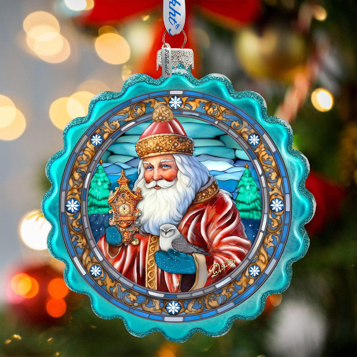 Adorno de cristal con forma de corona navideña de G. Debrekht - Decoración navideña - 759-063